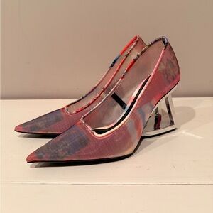 Gianni Bini Pamalaa Printed Mesh Architectural Wedge Pump